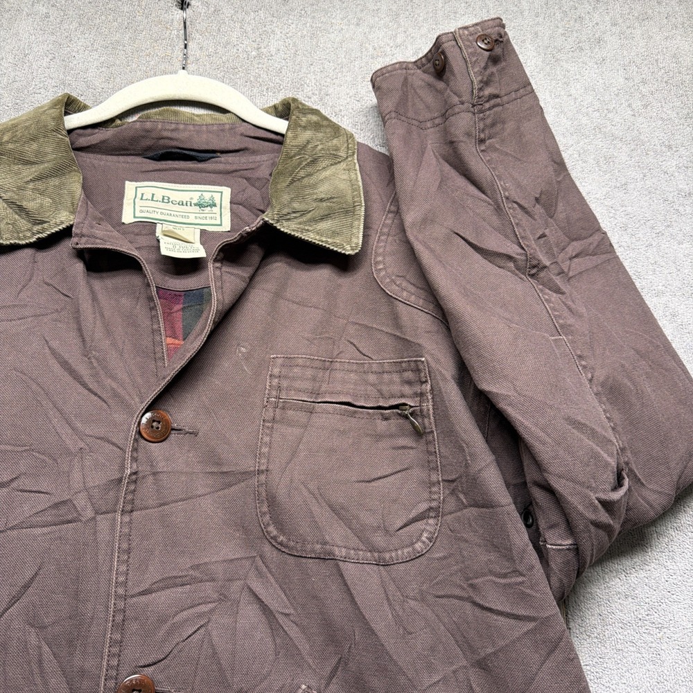 Vintage 90s L.L. Bean Field‎ Jacket Canvas Lined Corduroy Collar Men's Large